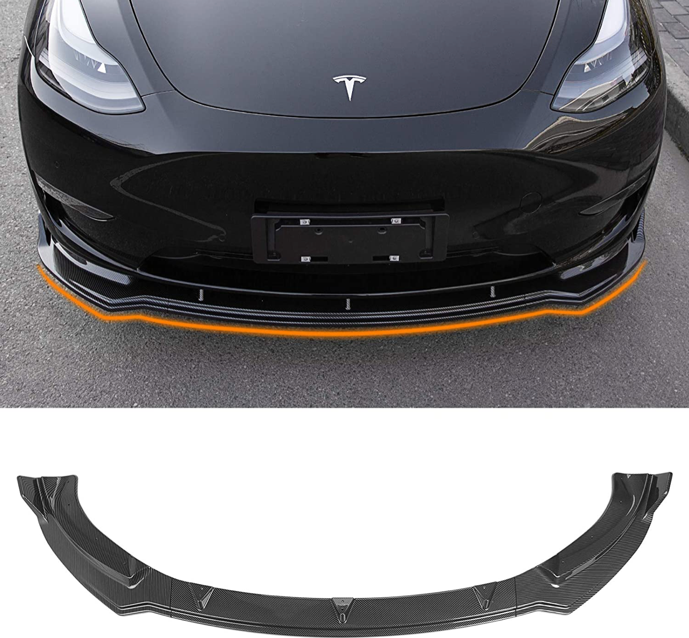 Tesla Model Y Three-stage Split Front Bumper Lip Kit