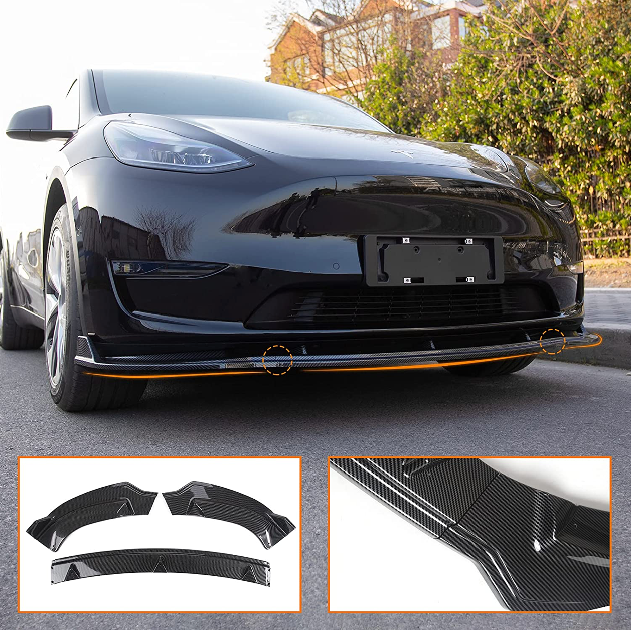 Tesla Model Y Three-stage Split Front Bumper Lip Kit